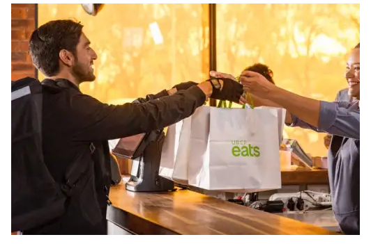 Uber Eats Driver Pickup Food From Reataurant
